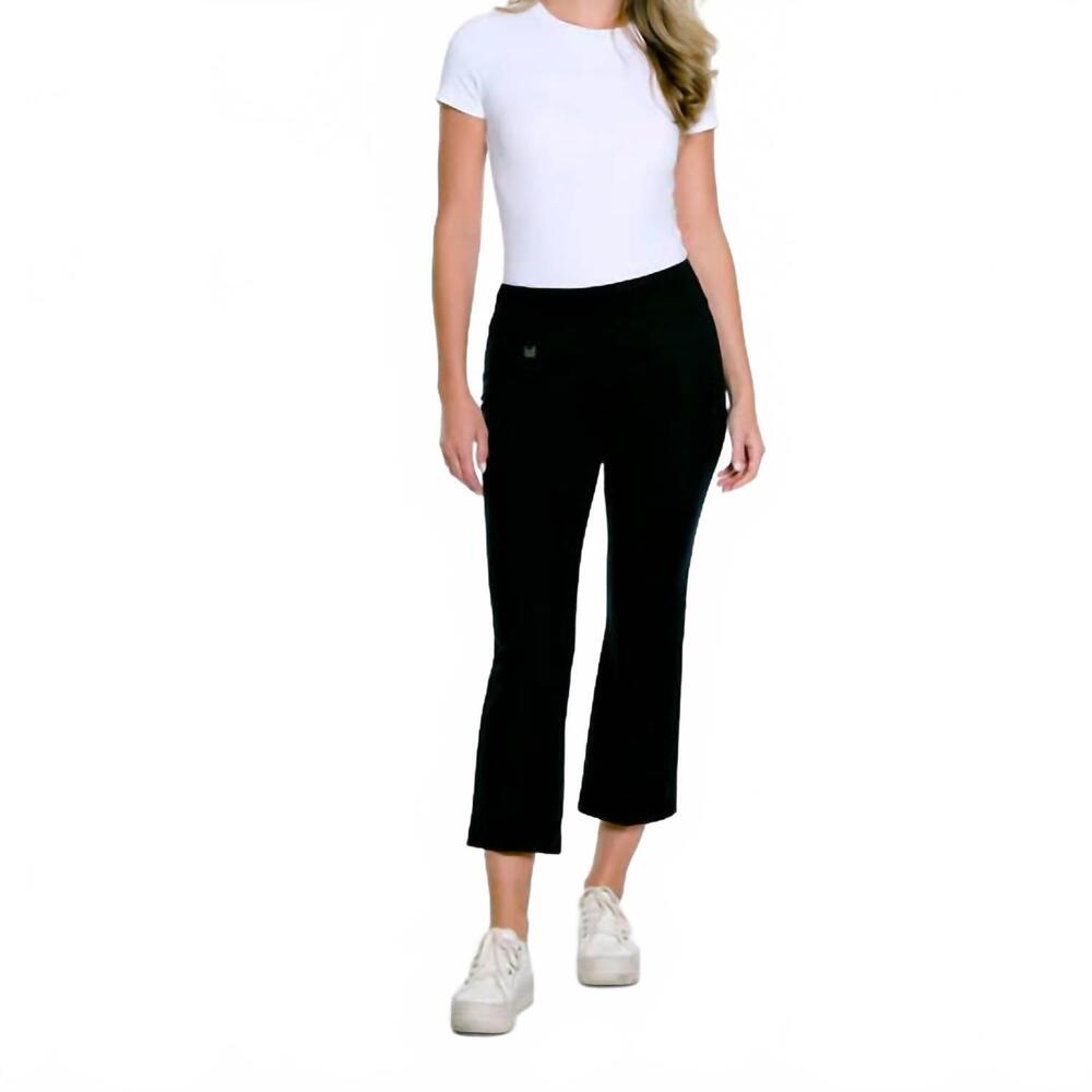 NEW MULTIPLES flared crop pant in black